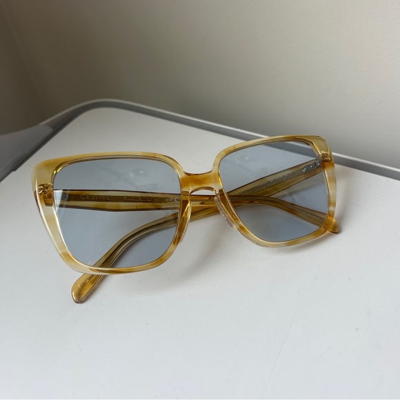 Celine Accessories - Celine yellow blue lens oversized frame sunglasses